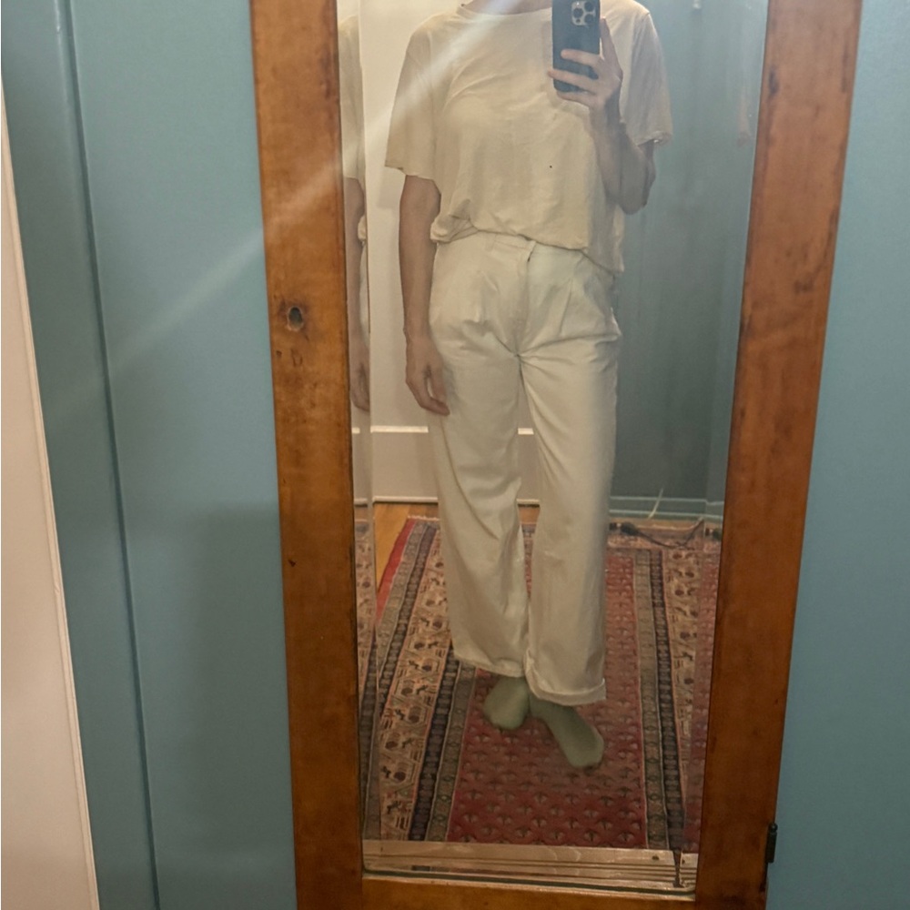 Denim Forum Cream Straight Leg Pants
